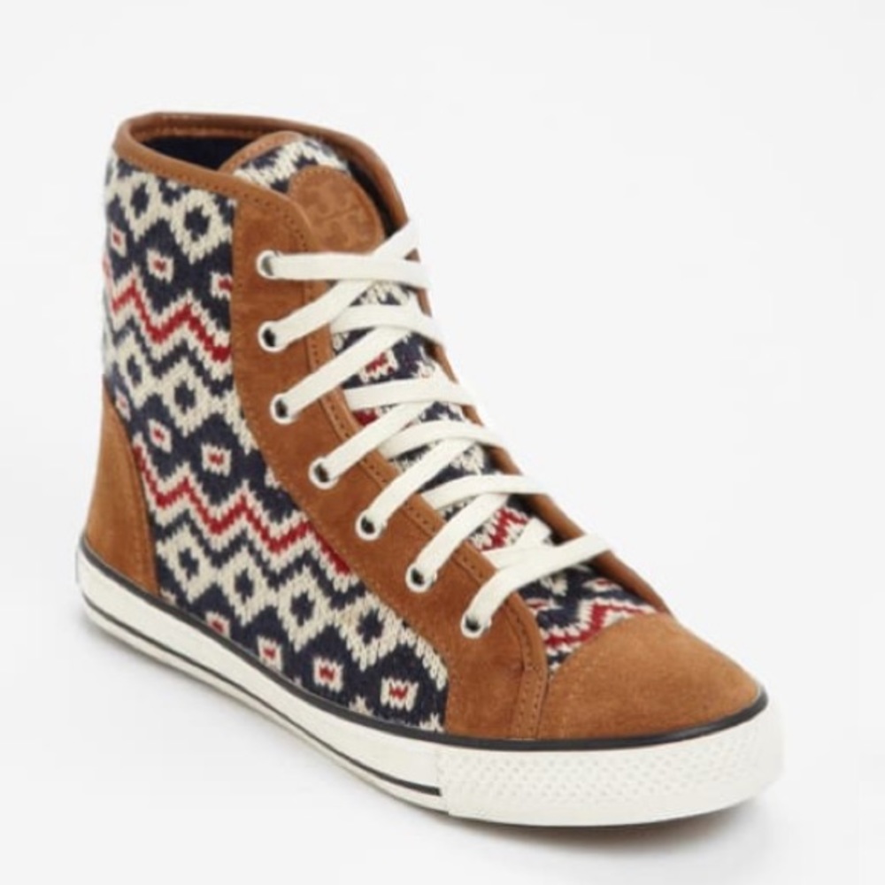 Cozy Tory Burch Noah Knit and Suede Sneakers